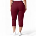 thumbnail image 5 of BUIGTTKLOP Women Capri Pants Plus Size Stretch Knee Length Leggings Elastic Waist Casual Summer Ladies Pull on Capris, 5 of 6