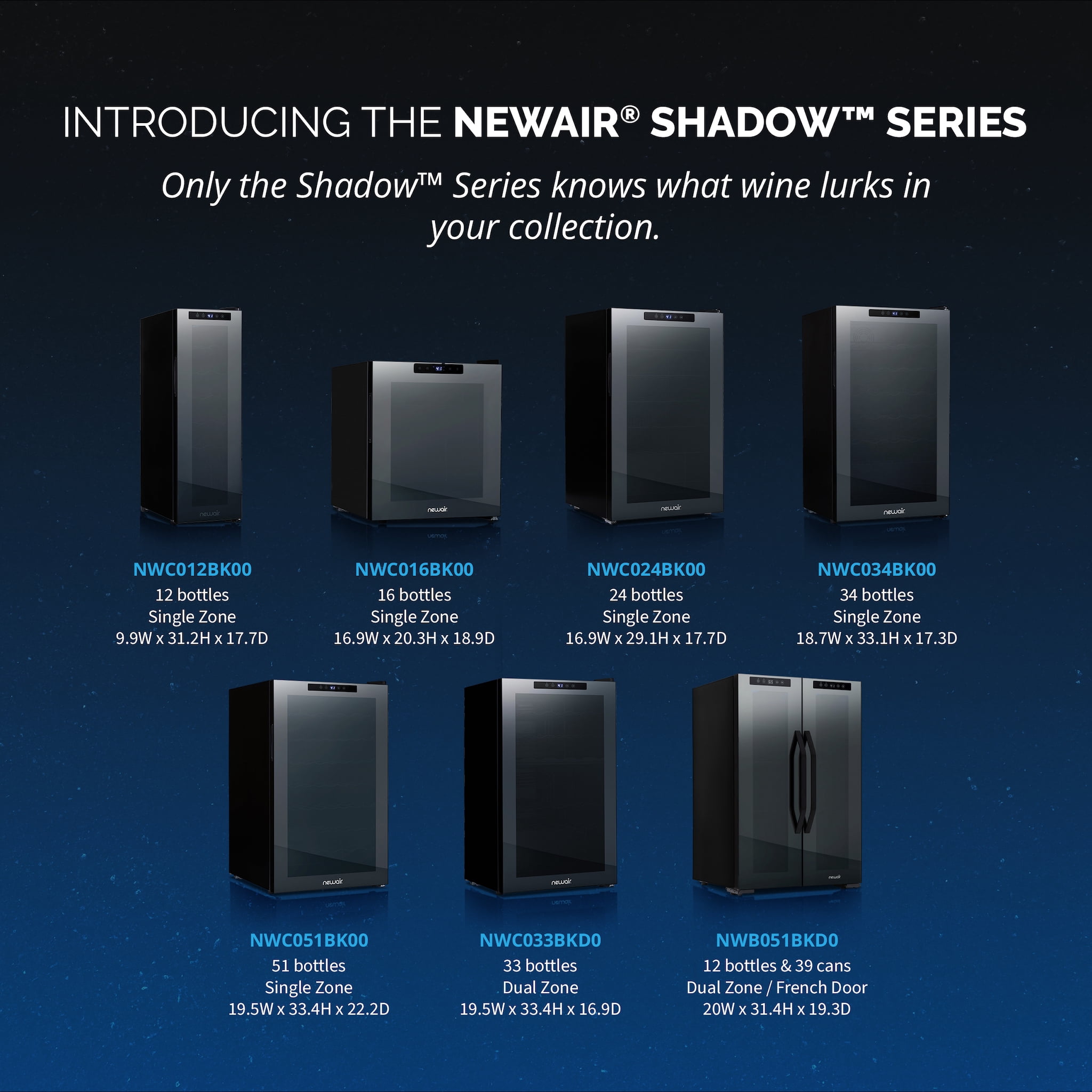 Newair Shadow Series Wine Cooler Refrigerator 24 Bottle, Freestanding Mirrored Wine Fridge with Double-Layer Tempered Glass Door & Compressor Cooling for Reds, Whites, and Sparkling Wine