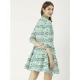 thumbnail image 2 of Moomaya Printed Cotton Button Down Shirt Dress, Quarter Sleeve Short Summer Resort Dress, 2 of 8