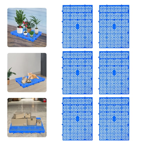 ToppiJoy 6Pcs Plastic Pallets Breathable Grid Floor Ventilation Pallet Lightweight Waterproof Wear Resistant Storage Pad for Garage Basement 23.6*15.7*1.9in