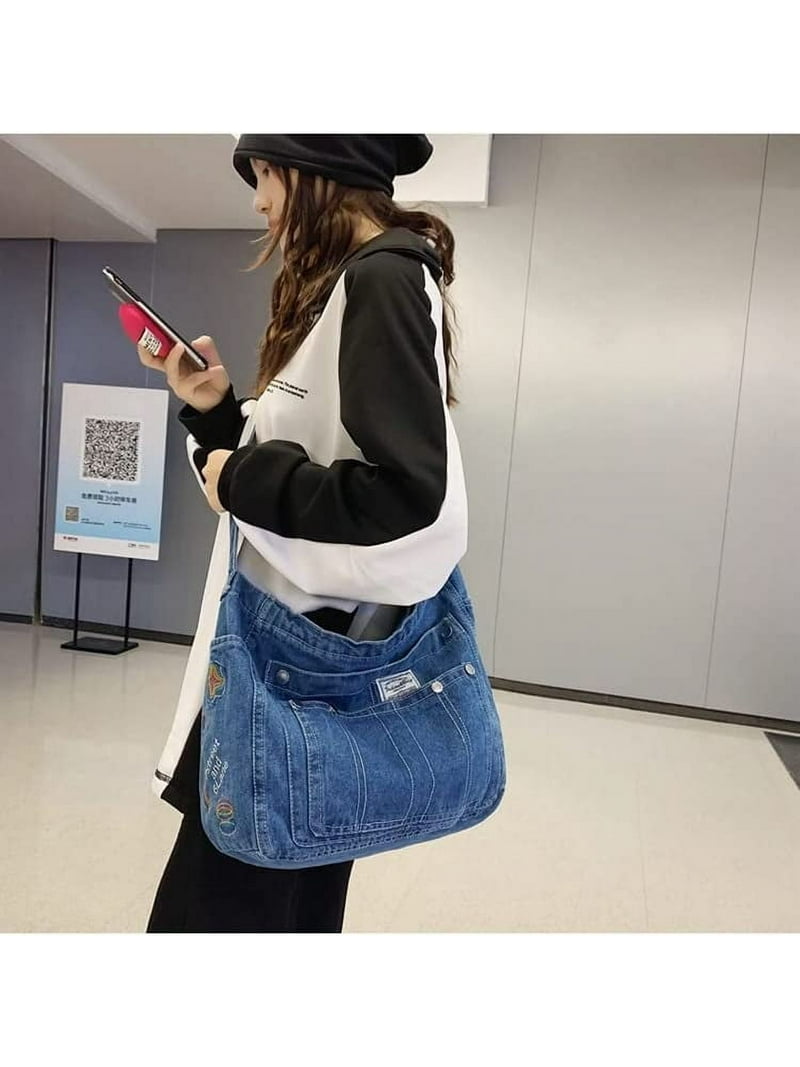 Vintage Denim Purse & Bohemian Boho Handbag. Multi-pocket  display picture 3