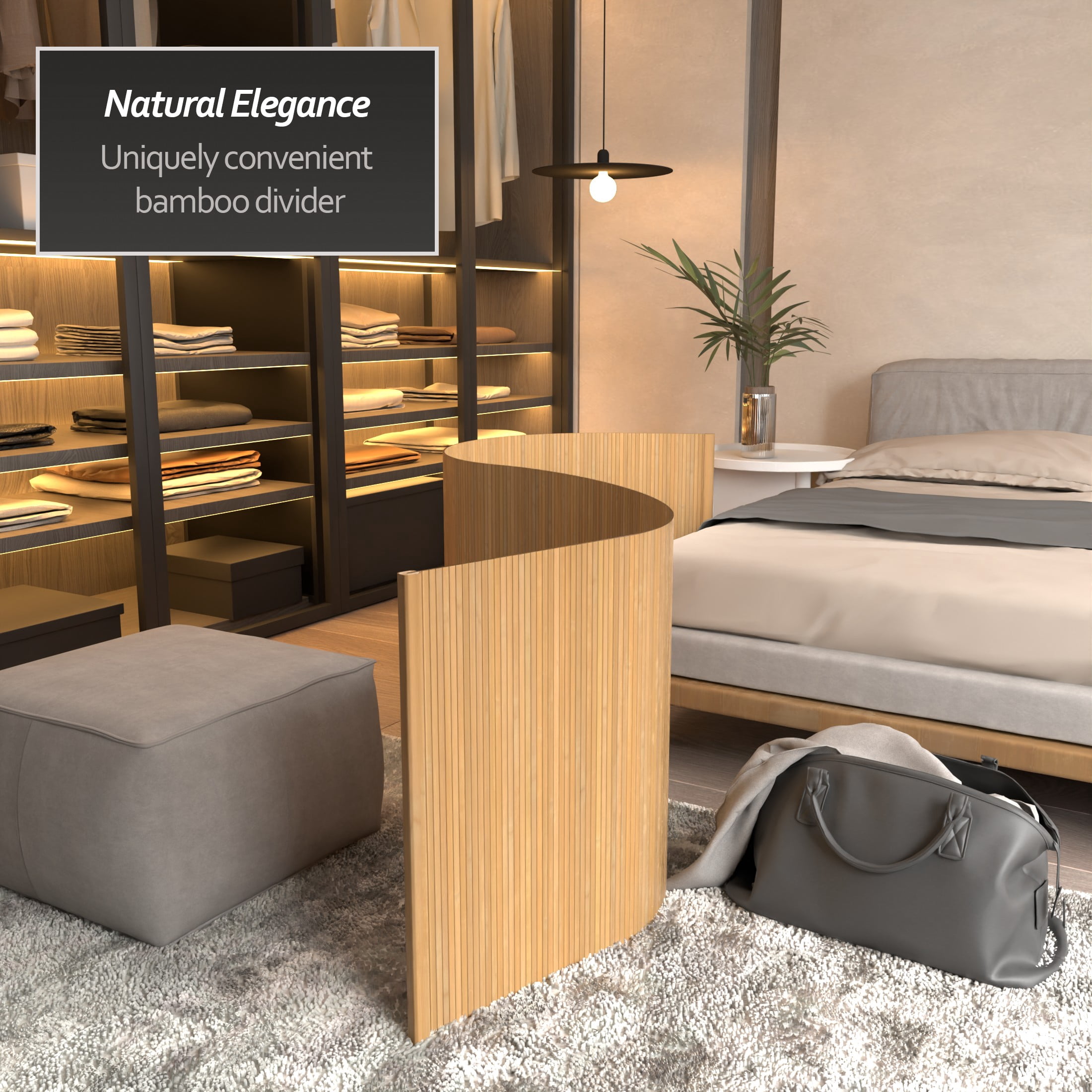 2 ft. Bamboo Wave Screen Honey Room Divider - Tabletop/Desktop