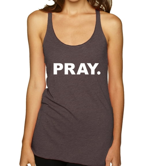 Wild Bobby Pray. Inspirational/Christian Women Tri-Blend Racerback Tank Top, Brown, Small
