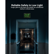 Sunco 12 Pack Photoluminescent Exit Signs, Glow In The Dark Emergency Sign, Non-Electrical, Adhesive Backing, Fade Resistant, Waterproof, Tear Resistant, Up to 50FT Visibility.