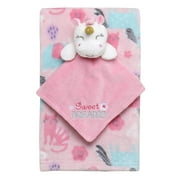 Baby Starters Blanket With Unicorn Snuggle Set, 30"x34", Pink