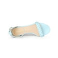 thumbnail image 4 of BLISSFUL STEP Women's Heels Braided Open Toe Block Heel Ankle Strap Sandals Light Blue 7, 4 of 7