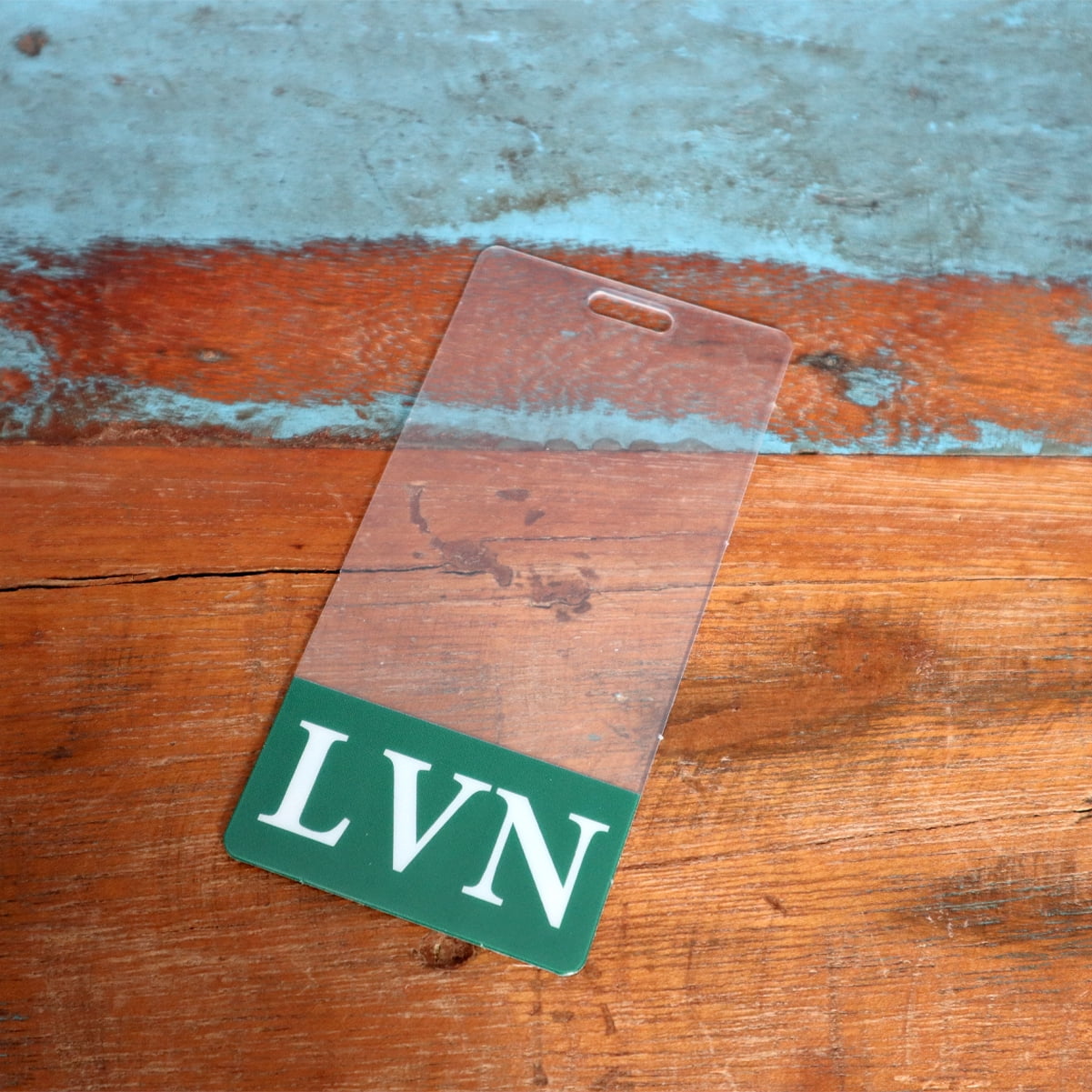 Clear LVN Badge Buddy Vertical - Hospital & Nurse ID Backer Cards - Transparent Title/Role Identifier - Wear Behind Medical Name Badge on I’D Reel or Lanyard by Specialist ID (Green)