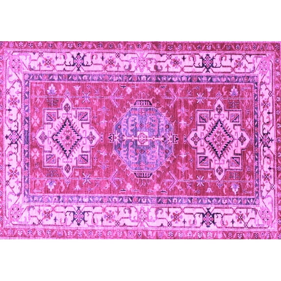 Ahgly Company Indoor Rectangle Geometric Purple Traditional Area Rugs, 7' x 10'