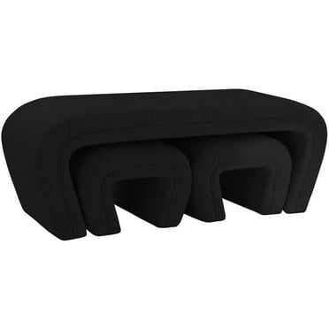 Pemberly Row Modern / Contemporary Black Boucle Fabric Bench