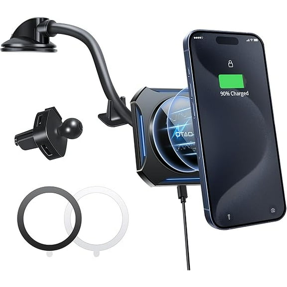 FU1999 for Magsafe Car Mount Charger, Wireless Charger Fast Charging for Car Charger, Air Vent/Dashboard Magnetic Phone Holder for iPhone 15/14/13/12 Pro Max, Car Accessories
