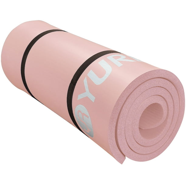Tapete de Yoga Gruesa de 20 Mm de Alta Densidad NBR, Tapetes de Ejercicio de Pilates de Espuma de 76 "de Largo, Rosa con Bolsa