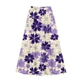 thumbnail image 4 of qolati Women's Floral Maxi Skirts Casual Elastic High Waist Ruffle Long Skirts Vintage Boho A Line Pleated Flowy Beach Ladies Skirts Purple XXL, 4 of 5