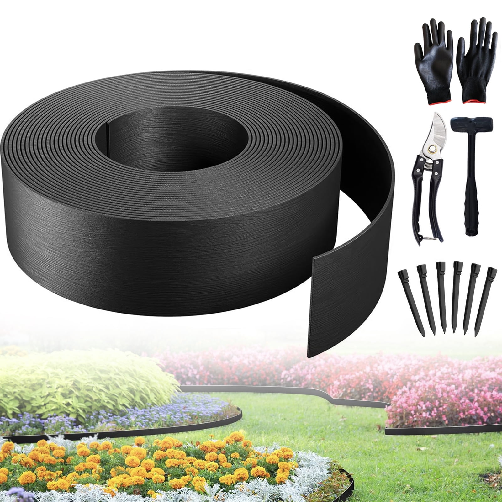 EasyFlex Flexible Plastic No-Dig Landscape Edging Project Kit, 100