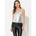 thumbnail image 3 of DARING DIVA Women's Metallic Sleeveless Slim Fit Cami Top XS Silver, 3 of 6