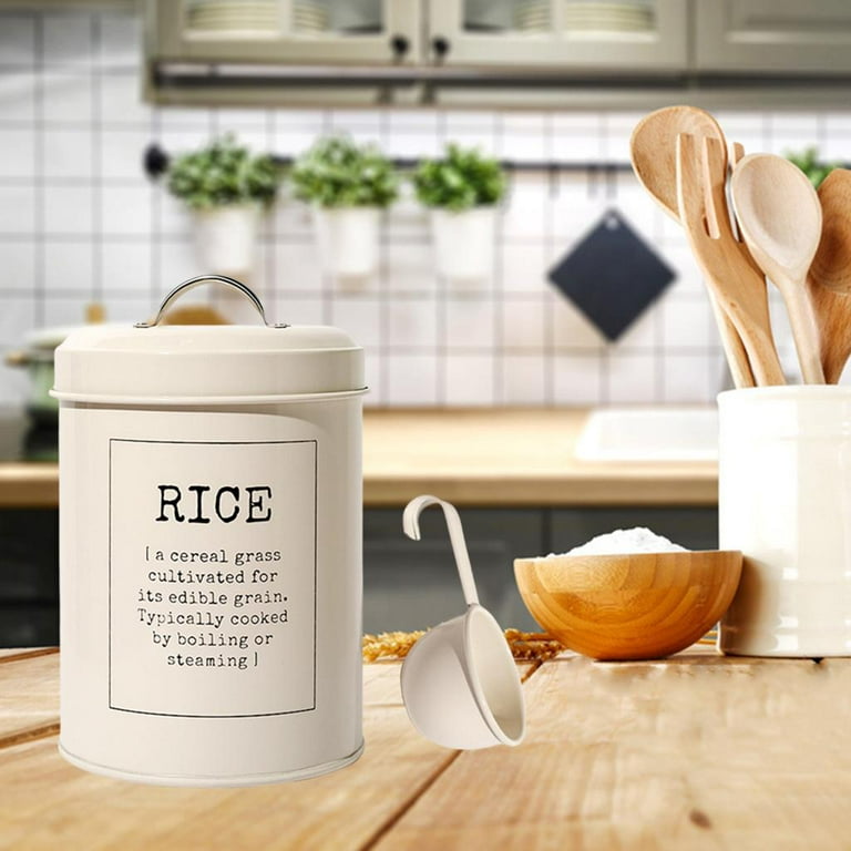 Metal Rice Storage Container Sealed Food Storage Bin Tins Pots Portable Flour Storage Container for Counter Pantry Restaurant, Size: 21cmx11.7cmx23cm