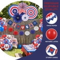 thumbnail image 3 of Tumao 47Pcs July 4th Party Decoration Set Patriotic Decor Props Backdrop USA Flag String Red White Blue Paper Fans Star Streamer Hanging Swirls for Memorial Day Fourth of July Flag Day, 3 of 8