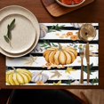 thumbnail image 5 of Thanksgiving Dinner Placemats Set of 4, Durable Linen Table Mats with Pumpkin, Turkey, and Sunflower Pattern, Machine Washable Heat Resistant Rustic Fall Dining Decor, 5 of 6