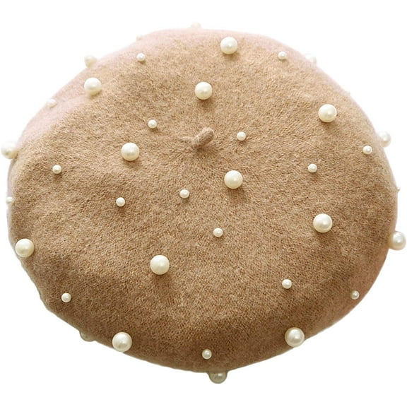 Women Beret Pearl Elegant Sweet Artist French Style Beret Beanie Cap