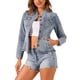 thumbnail image 4 of Chaquetas de mezclilla para mujer INSPIRE CHIC con cuello alzado, mangas largas, chaquetas de jean cortas en gris y azul, talla L, 4 of 5
