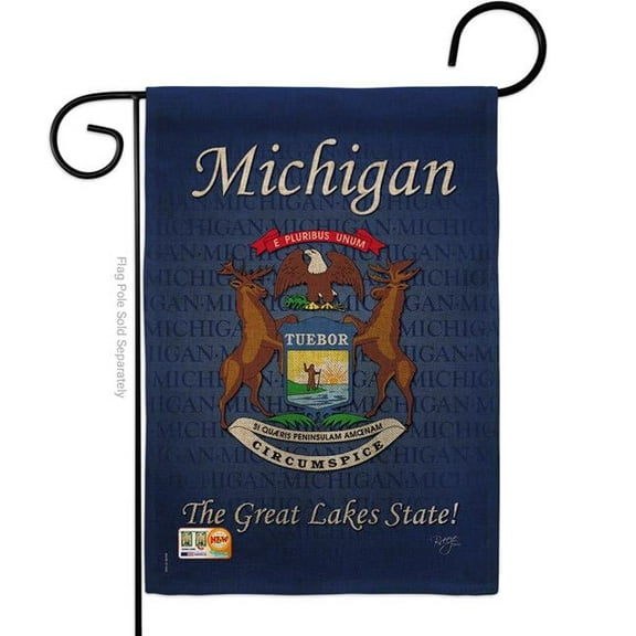 Breeze Decor BD-SS-G-108105-IP-DB-D-US13-BD 13 x 18.5 in. Michigan Burlap Americana States Impressions Decorative Vertical Double Sided Garden Flag