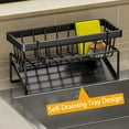 thumbnail image 5 of Sink Caddy with Removable Dishcloth Holder, Stainless Steel Black Kitchen Sink Organizer, Self-draining Sponge Holder, Sink Storage Rack for Kitchen Cleaning Supplies, 5 of 6