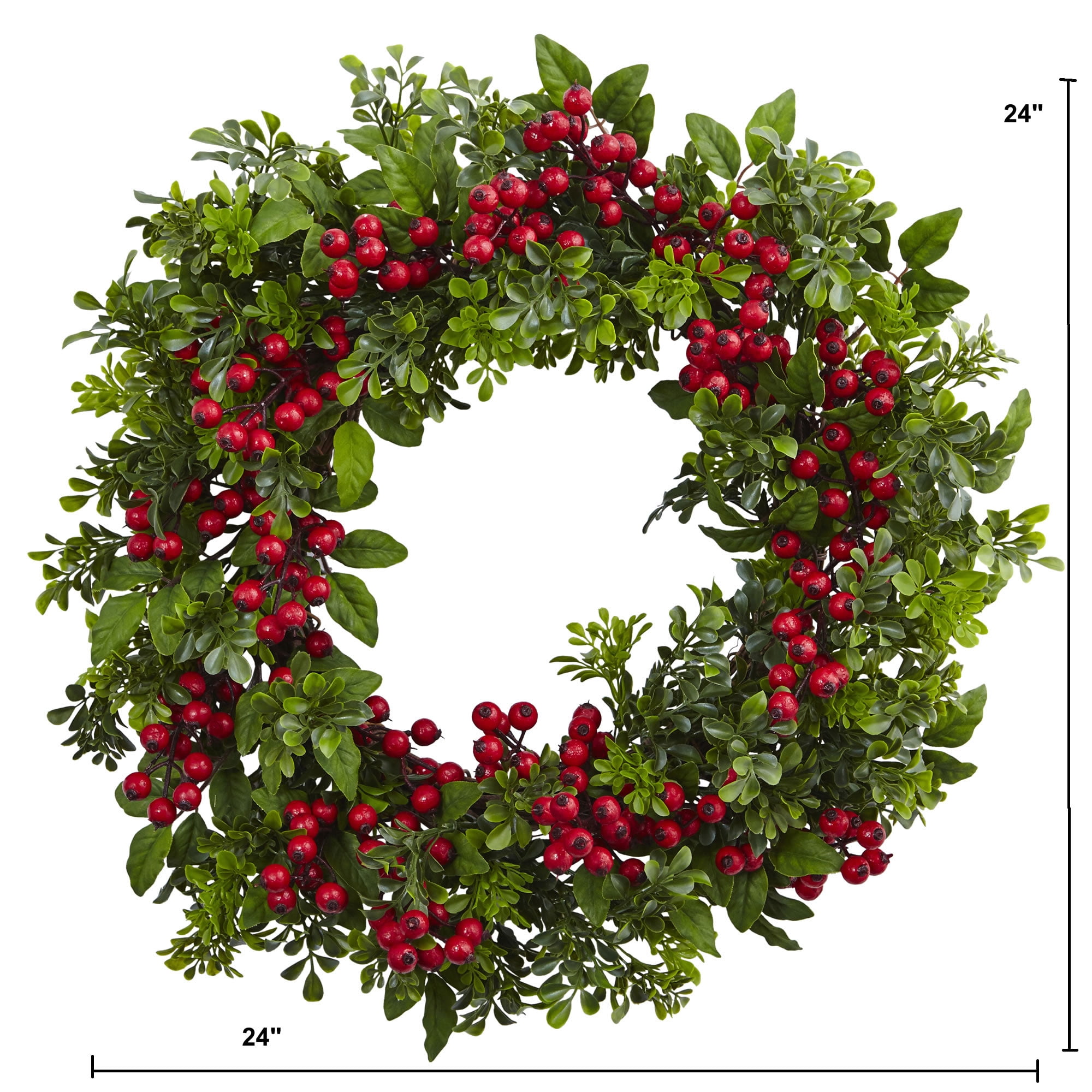 Nearly Natural Polyester Holiday Wreath, 24" (Assorted Colors)