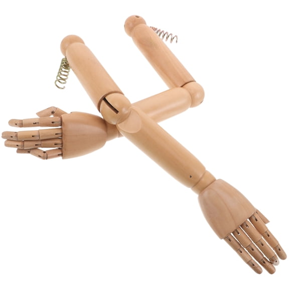 Homoyoyo Adjustable Wooden Mannequin Hand Pair, Light Brown with Steel Joints, Ideal for Art, Drawing, and Photography Display