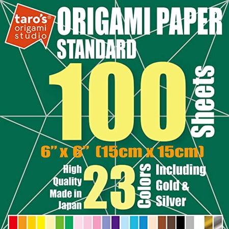 [タローズ折り紙スタジオ] 初心者にも折りやすい標準サイズ15cm 100枚 23色 (裏面白色、金・銀入り)(日本製)