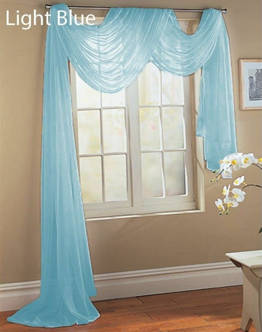 2PC Tulle Voile Window Curtain Solid Drape Panel Sheer Scarf Valances Home Decor 