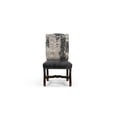 thumbnail image 3 of Set of 2 Gray and Black Dining Chairs Solid Wood with Chenille and Leather, 3 of 5