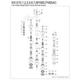 thumbnail image 6 of Kingston Brass KS127PXBSAC Heritage Bridge Kitchen Faucet with Brass Side Sprayer, Antique Copper, 6 of 7