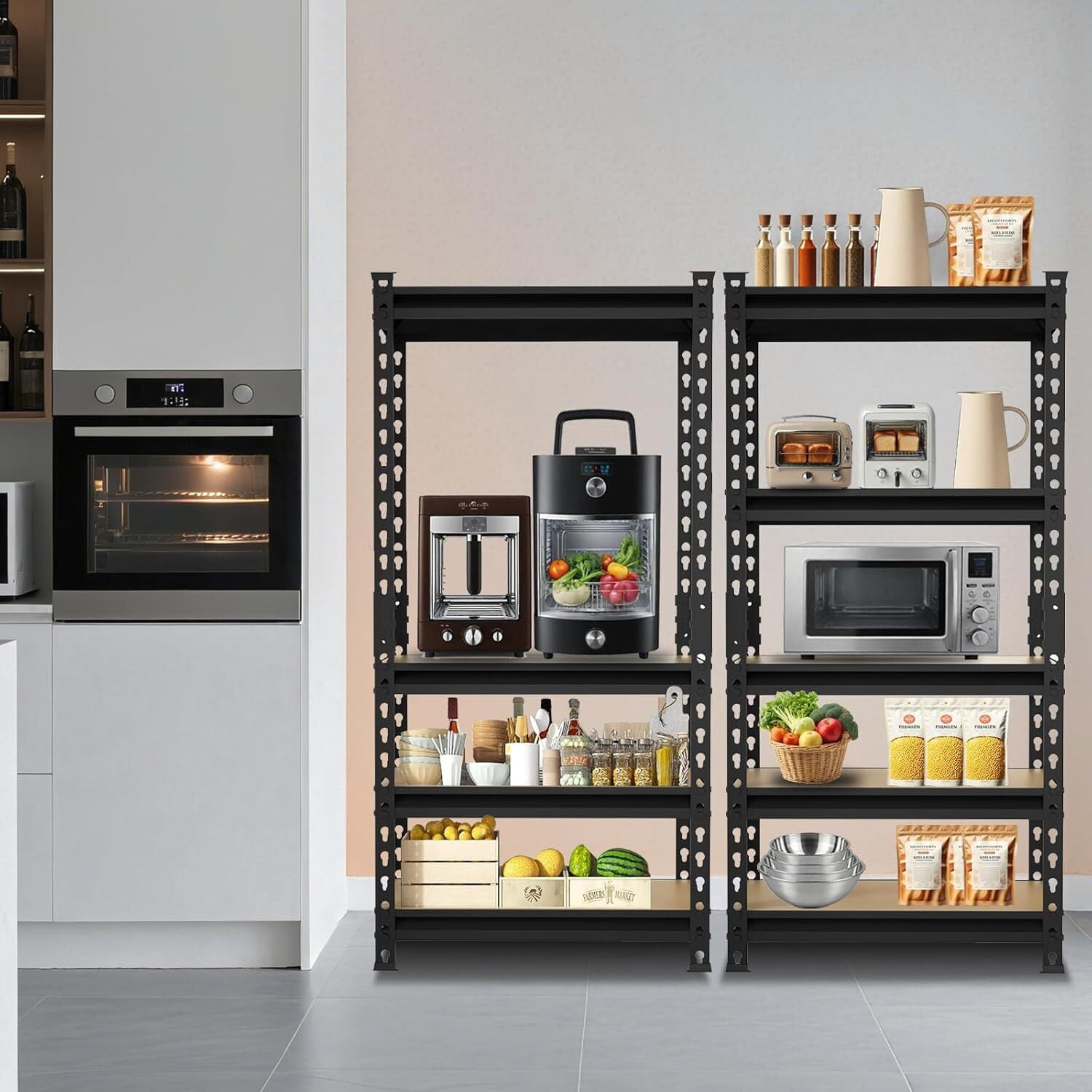 avobird 60" Heavy Duty Storage Shelves, 1800LBS Capacity Metal Shelving Unit, Adjustable Garage Shelves & Organizer with Overlap Design for Home Garage Warehouse Storage Shop