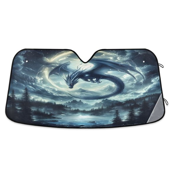 ALAZA Dragon at Moonlight Windshield Sun Shade Car Foldable Visor Block UV Rays Protector 55"x27.6"