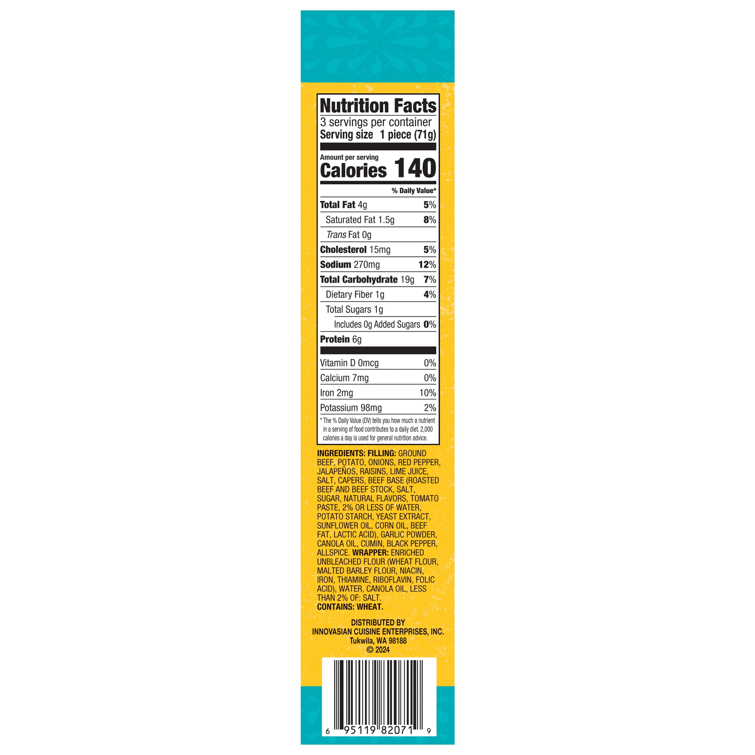 Del Corazón Beef Empanadas, 7.5 oz (Frozen)