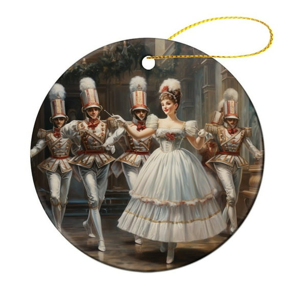 The Nutcracker Ballet Oil Painting Christmas Ornament Nutcracker Ballet Ballerina Ceramic Double Sided Tree Xmas Ornament Ceramic Elegant Hanging Christmas Tree Decorations Gifts