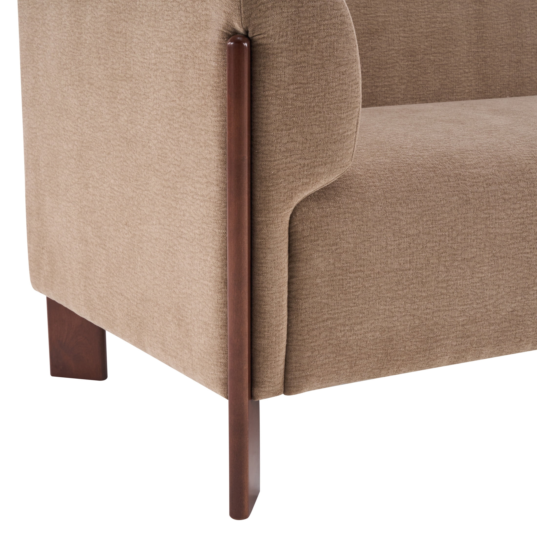Christopher Knight Home 80" Modern Upholstered Sofa, 3 Seats Tuxedo Arms with Wood Leg, Light Brown
