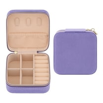 REGALWOVEN Travel Jewelry Box for Women Girls Birthday Gifts, Small Portable Velvet Jewelry Organizer Case for Earring Necklace Purple 4*4*2in