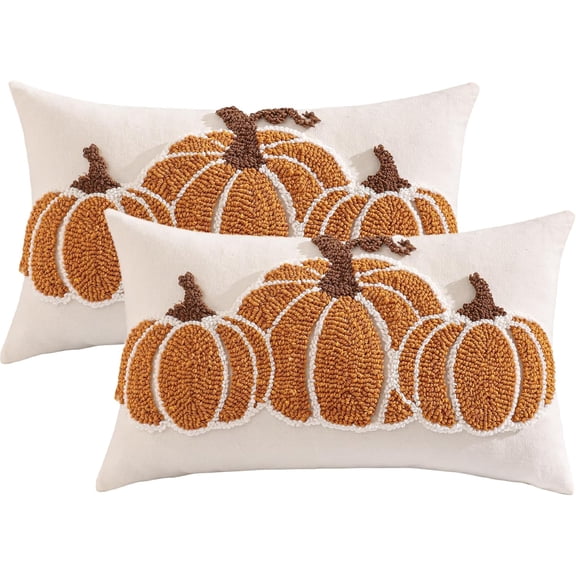 Tosleo Halloween Throw Pillow Covers 12x20 inch Set of 2 Halloween Orange Pumpkins Embroidered Pillow Cases Thanksgiving Home Party Pumpkin Fall Decor Pillowcases Lumbar Cushion Covers