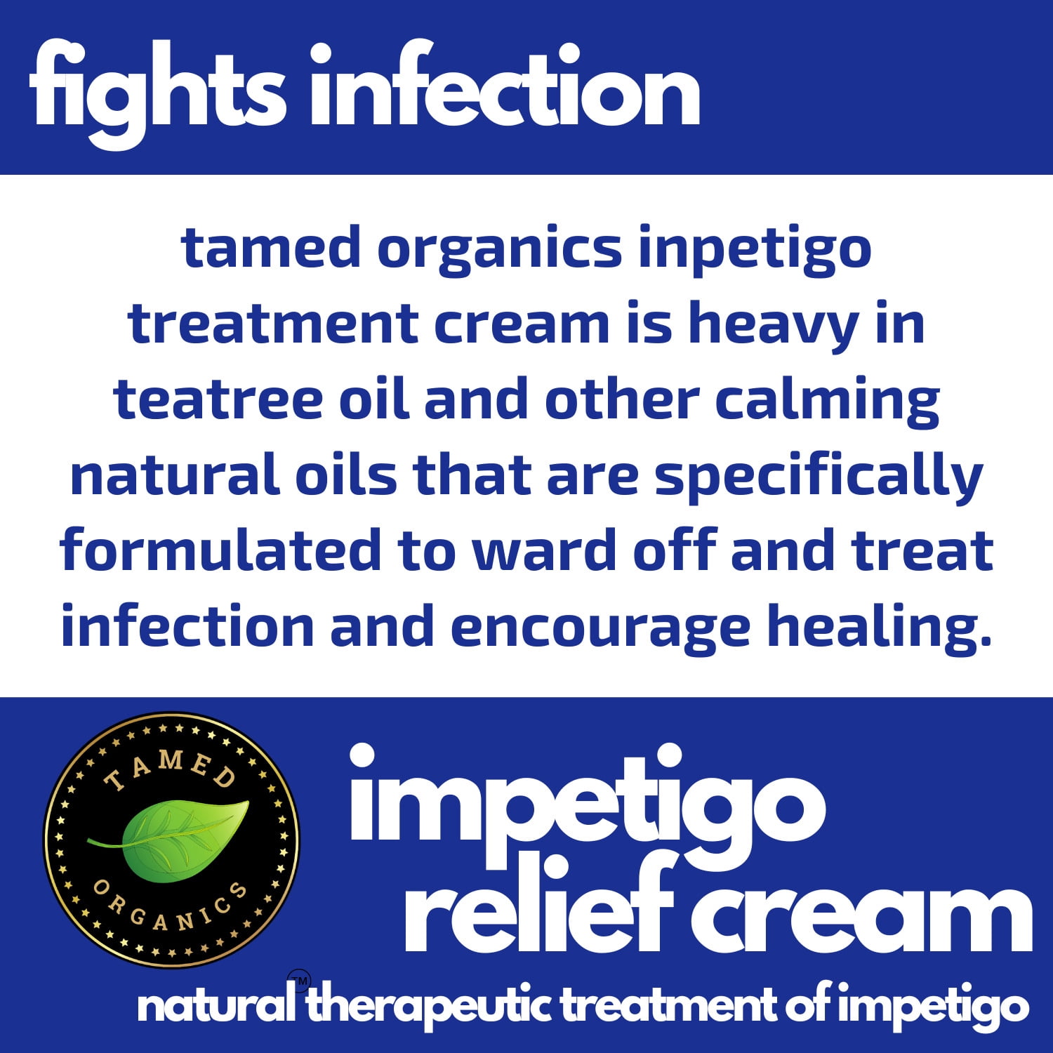 Impetigo Natural Topical Relief Treatment  Cream Over The Counter by Tamed Organics Brand