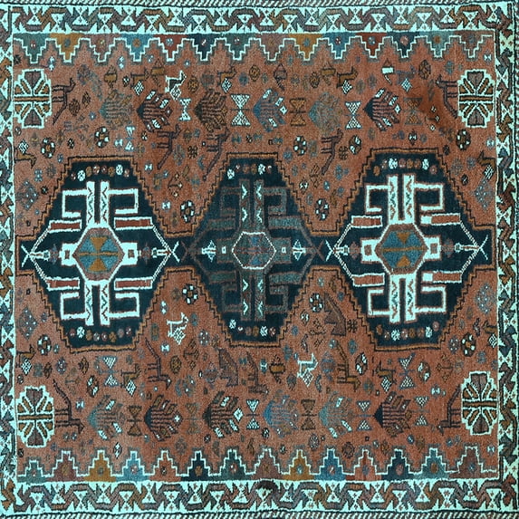 Ahgly Company Indoor Square Persian Light Blue Traditional Area Rugs, 3' Square