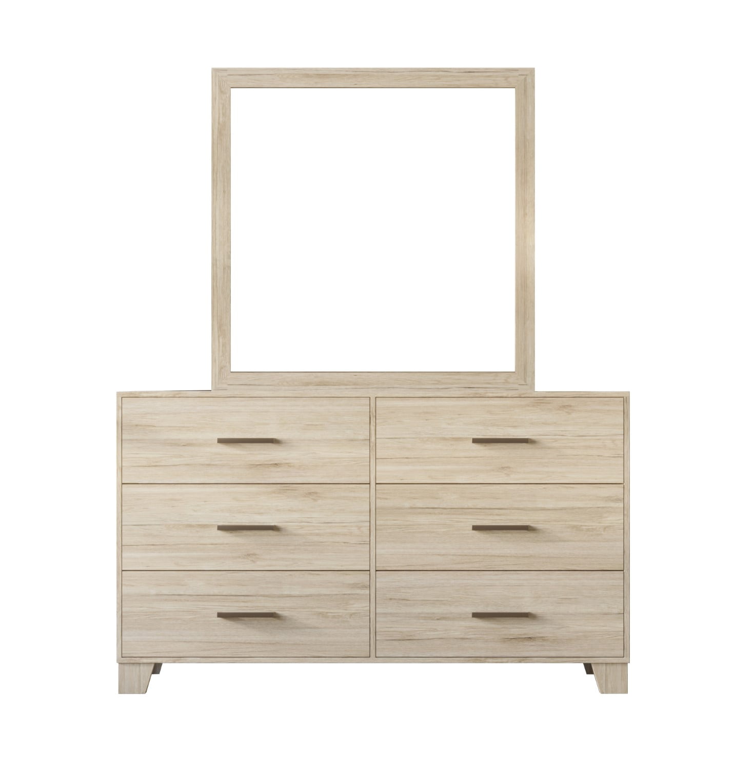 Home Design Lewes 6-Drawer Double Dresser, Light Oak, Easy Assembly