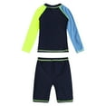 thumbnail image 2 of YONGHS Kids Boys 2 Piece Long Sleeve Swimsuit UPF 50+ Sun Protection Bathing Suit Swimwear Navy Blue Fish 5-6, 2 of 7