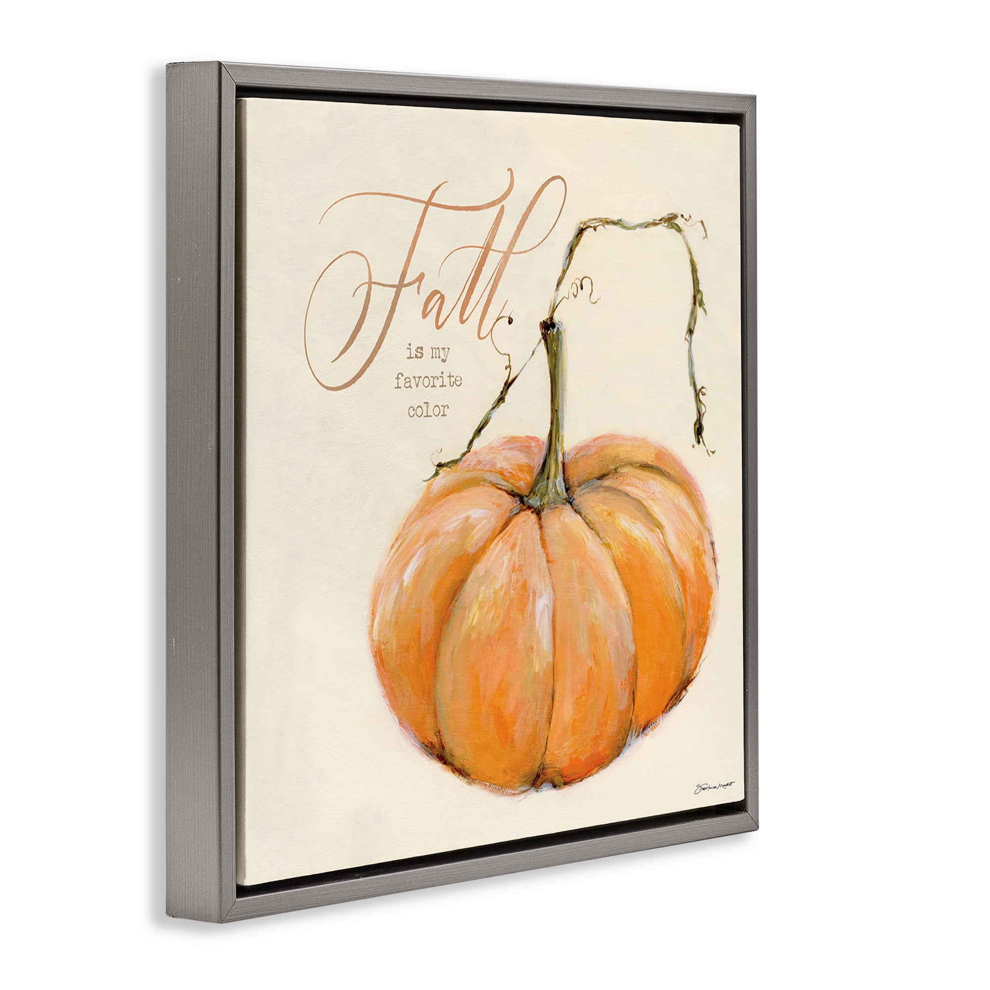 Stupell Industries Fall My Favorite Color Seasonal Holiday Painting Gray Floater Framed Canvas Art Print Wall Art, 25 x 25