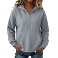 thumbnail image 5 of YUGYXL Half Zip Pullover Women Oversized Y2k Comfort Quarter Zipper Hoodie Sweatshirt Fashion Fall Clothes Outfits Gray Hoodie M, 5 of 6
