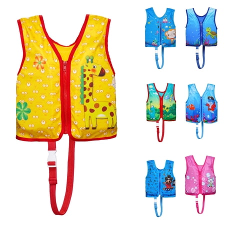 LEKDFST Kids Swim Vest Toddler Floaties with Adjustable Safety Strap Swimming Aids Child Float Swimsuit for Boys Girls 2-8 Years Orange