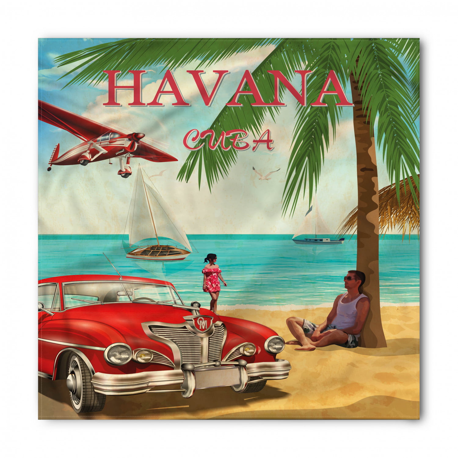 Cuba Cuban Havana Habana Girl with Fruit Travel Advertisement Poster Print 