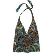 Women's Plus Print Halter Tankini Top