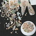 thumbnail image 4 of 3D Nail Art Charms Rose Flower Gold Silver Metal Studs Nail Rhinestones Chain Shell Slices Nail Art Accessories 4 Box Mixed-style Nail Art Decoration(4pcs), 4 of 7
