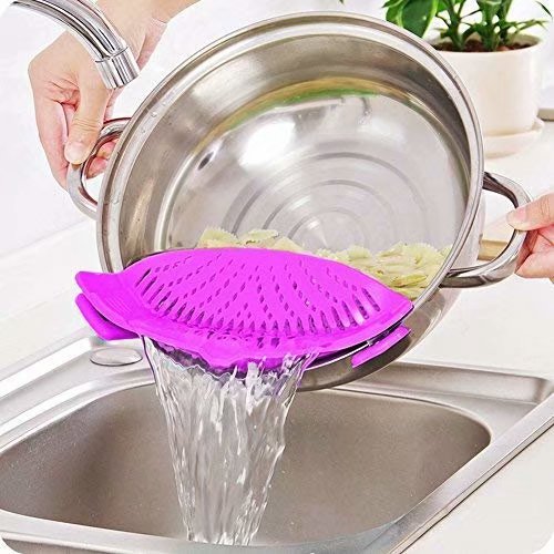 Filtre à Clipser pour Casseroles et Poêles, Filtre à Coller Approuvé par la FDA, Silicone Résistant à la Chaleur, Facile à Utiliser et à Ranger, Lavable au Lave-Vaisselle