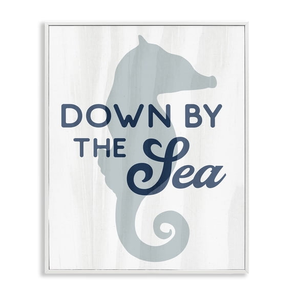 Stupell Industries Coastal Down By The Sea Seahorse White Framed Giclee Art, 16 x 20, by Lil' Rue